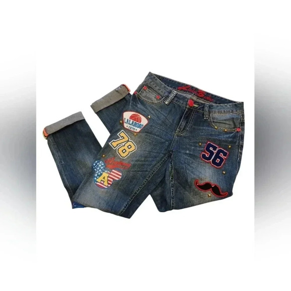 Lala Bobo EUC Low Rise Skinny Graphic Jeans  Size 25 - Picture 8 of 13